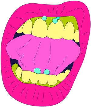 Colorful Tongue Piercing Illustration PNG image