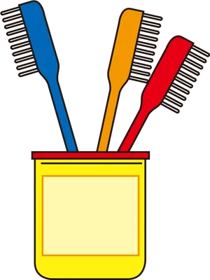 Colorful Toothbrushesin Holder PNG