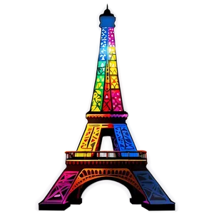 Colorful Torre Eiffel Lights PNG Xrn75 PNG