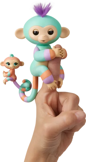 Colorful Toy Monkeyson Finger PNG image