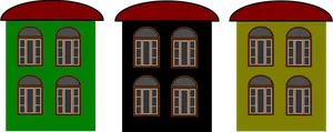 Colorful Triple House Facades