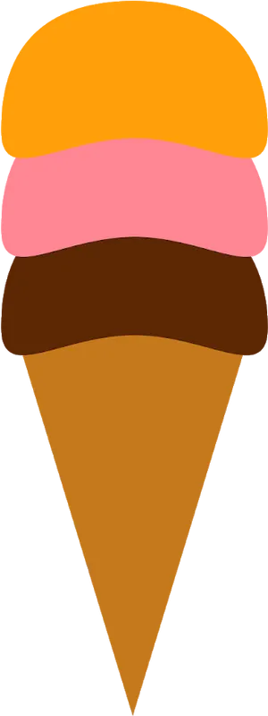 Colorful Triple Scoop Ice Cream Cone Clipart PNG image