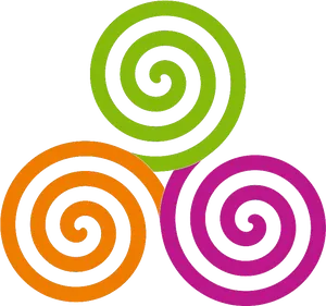 Colorful Triple Spiral Design PNG image