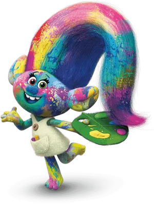 Colorful Troll Character Dancing PNG image