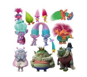 Colorful_ Trolls_ Character_ Collage PNG image