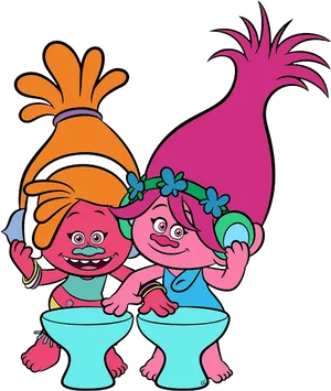 Colorful Trolls Characters Cartoon PNG image