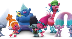 Colorful_ Trolls_ Characters_ Group PNG image