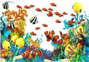 Colorful_ Tropical_ Fish_ Reef_ Scene PNG image