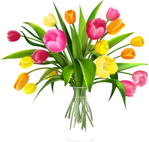 Colorful_ Tulip_ Bouquet_in_ Vase.png PNG image