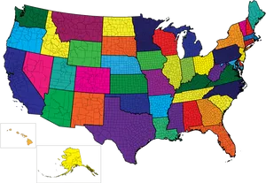 Colorful U S A Map PNG image