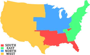 Colorful U S A Map Regions PNG image