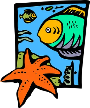 Colorful Underwater Cartoon Artwork PNG image