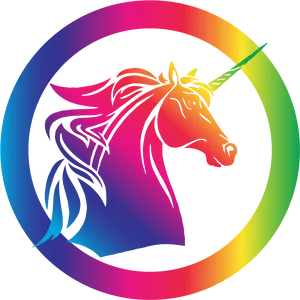 Colorful Unicorn Profile Rainbow Circle