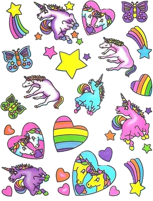 Colorful Unicorn Stickers Pattern PNG image