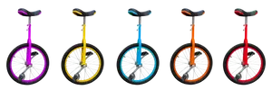 Colorful Unicyclesina Row PNG