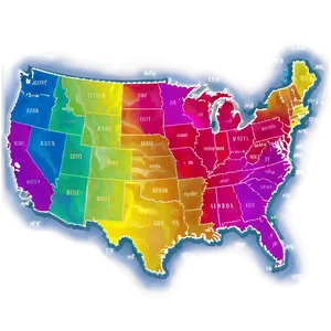 Colorful Usa Map PNG Usj PNG