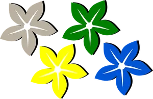 Colorful Vector Flowerson Black Background