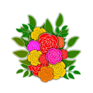 Colorful Vector Roseson Black Background PNG