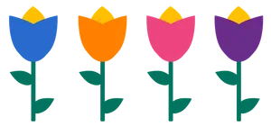 Colorful Vector Tulips Illustration PNG image
