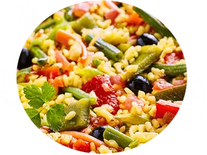Colorful Vegetable Paella Dish PNG