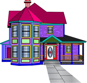 Colorful Victorian House Clipart PNG image