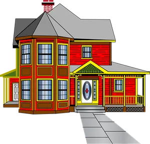 Colorful Victorian House Illustration