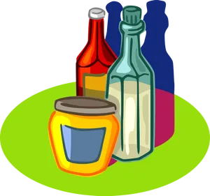 Colorful Vinegar Bottles Illustration PNG image