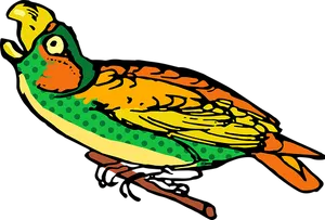 Colorful Vintage Bird Illustration