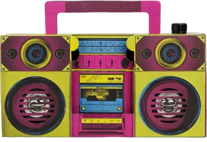 Colorful Vintage Boombox PNG image