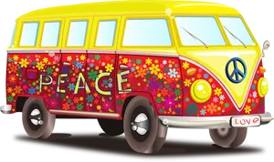 Colorful Vintage Volkswagen Bus PNG image