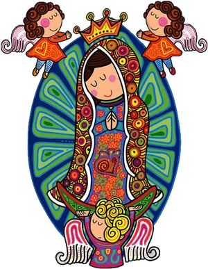 Colorful Virgen De Guadalupe Artwork PNG image