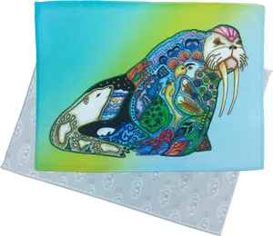 Colorful Walrus Artwork Face Mask PNG image