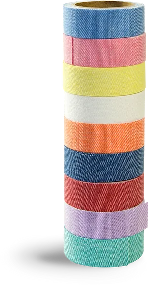 Colorful Washi Tape Stack Black Background PNG image