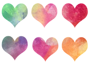 Colorful Watercolor Hearts Collection PNG image