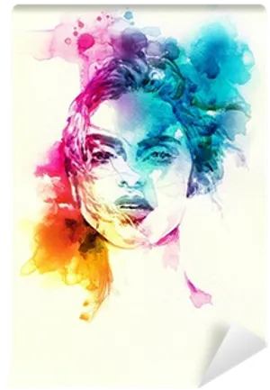 Colorful Watercolor Portrait Abstract PNG image