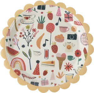 Colorful Whimsical Paper Plate Design PNG image