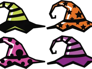 Colorful Witch Hats Vector Illustration PNG image