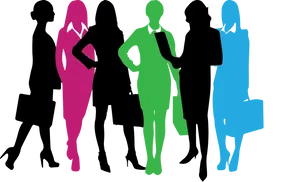 Colorful Women Silhouettes Group PNG image