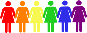 Colorful Women Silhouettes Holding Hands PNG image