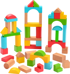 Colorful Wooden Blocks Construction Toys