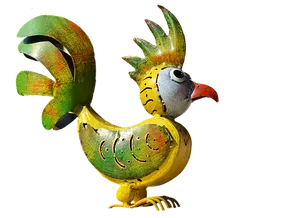 Colorful Wooden Rooster Sculpture