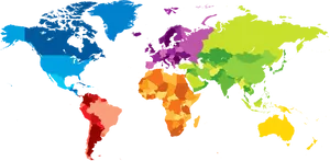 Colorful World Map Abstract PNG image