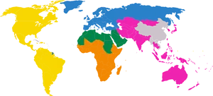 Colorful World Map Continents PNG image