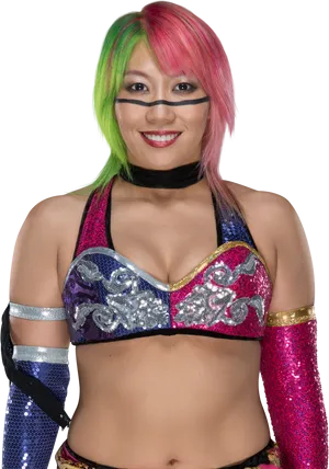 Colorful Wrestler Portrait PNG
