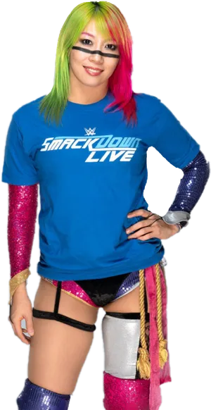 Colorful Wrestler Smack Down Live Shirt PNG image