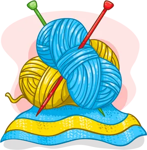 Colorful Yarn Ballsand Knitting Needles PNG image
