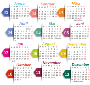 Colorful Yearly Calendar Design PNG image