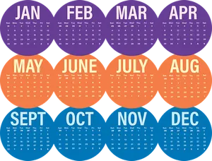 Colorful Yearly Calendar Design