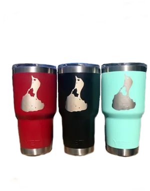 Colorful Yeti Tumblerswith Dog Silhouettes PNG image