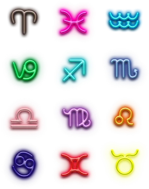 Colorful Zodiac Signs Icons PNG image